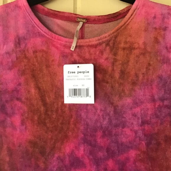 Free People fantastic VELVET top fuchsia blouse xs $68 - Picture 3 of 3